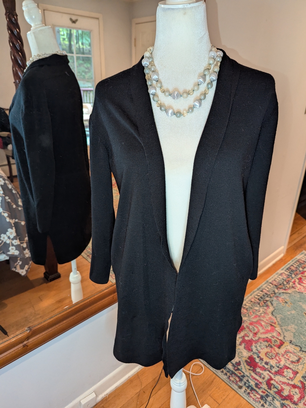 MM Lafleur Black Open-Front Cardigan Blazer MM Lafleur Stretch Jersey Longline